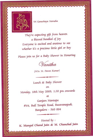 godh bharai invitation cards in english